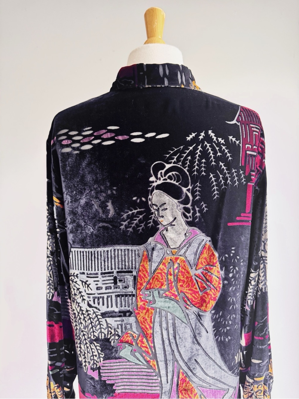Vintage Chico’s Silk Blend Velvet Burnout Geisha Tunic Jacket Size 8 M